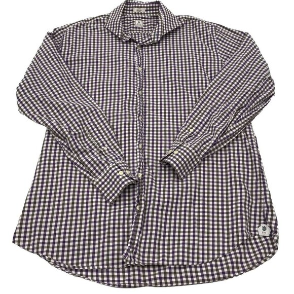 Peter Millar Shirt Mens‎ Large Button Up Long Sleeves Purple Check Preppy Office - Picture 1 of 9